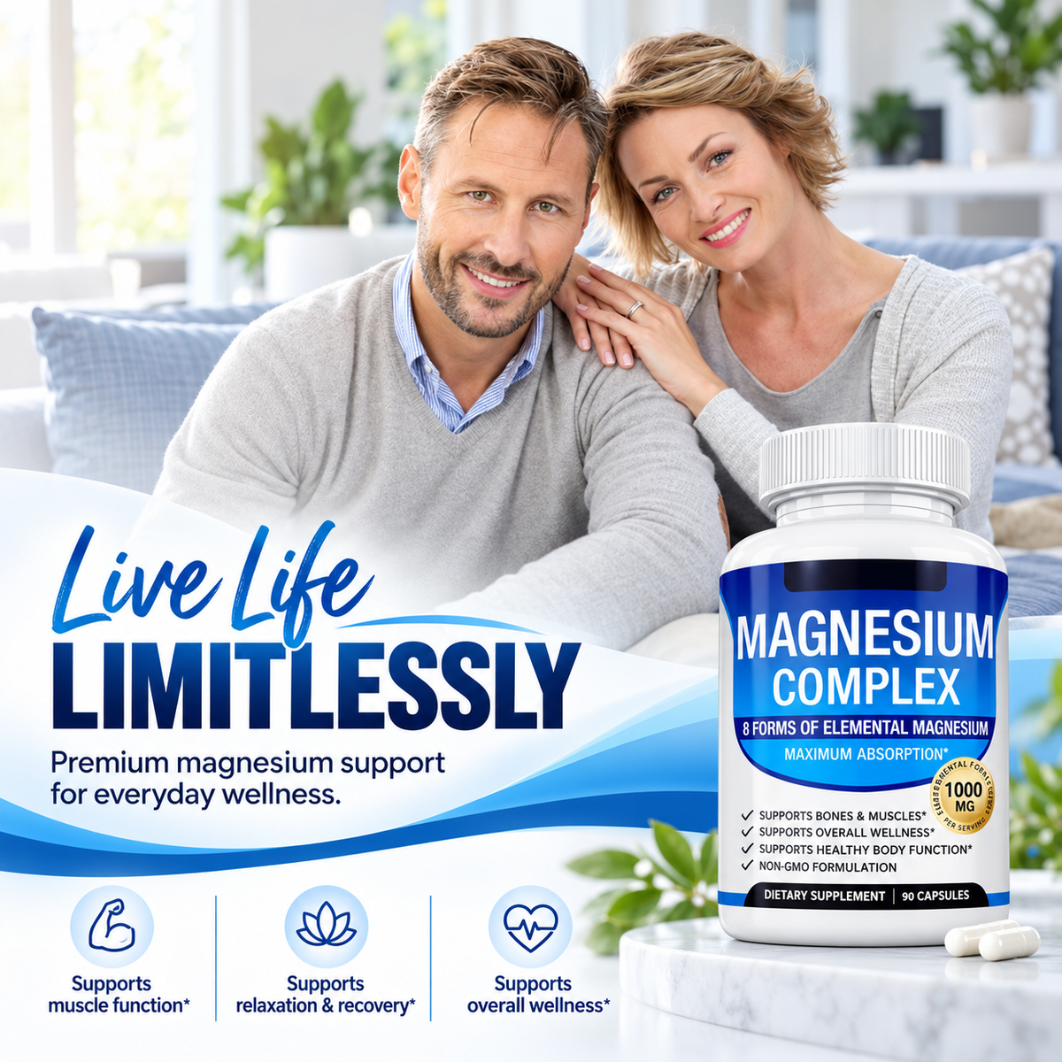 Magnesium Complex: 500mg Elemental Magnesium, 90 Capsules, 8 Forms