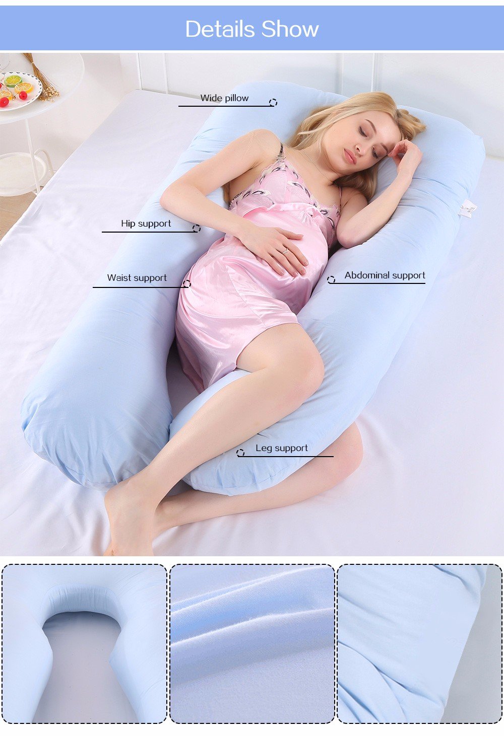 Full Body Pregnancy Pillow, U Shaped Maternity Pillow for Side Sleeping Comfort