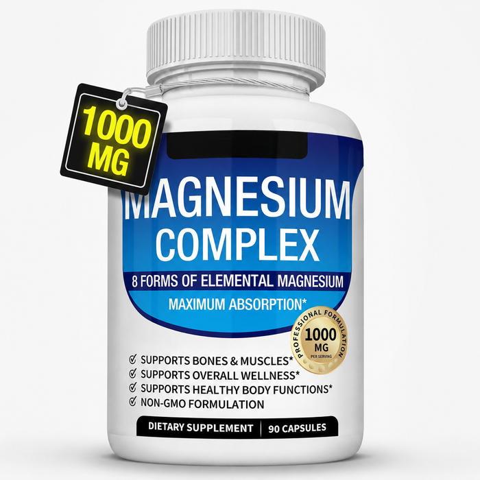Alurevia Magnesium Complex supplement bottle, 90 capsules