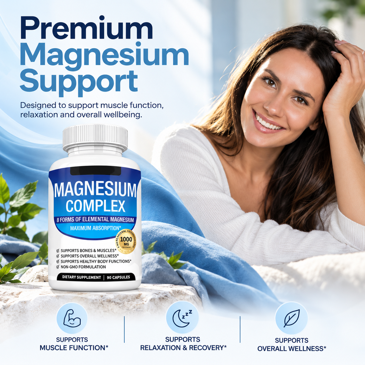 Magnesium Complex: 500mg Elemental Magnesium, 90 Capsules, 8 Forms